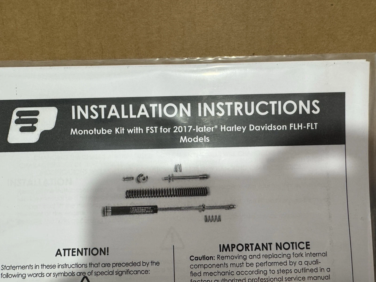 Progressive Suspension Monotube Fork Kit FST 2017+ 31-4006 Harley Davidson New 9