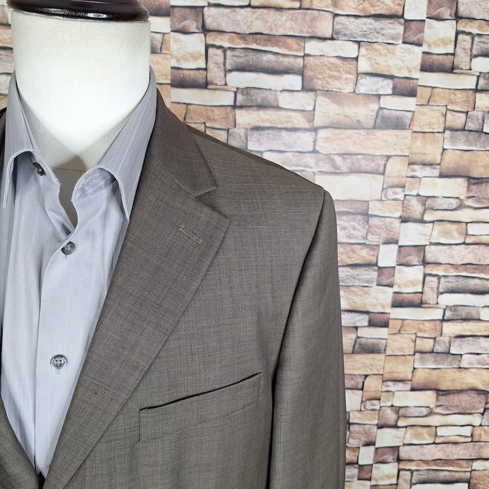 Stafford 2 Piece Suit Mens 42L 36X32 Brown 3 Button VL Wool - Image 3 of 4