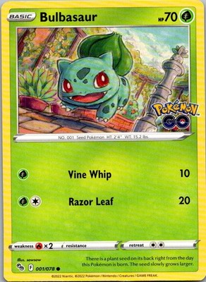 Bulbasaur 001/078 Common Pokemon GO LP-NM
