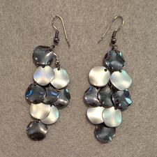 Silver Tone Clustered Round Disc Dangle Drop ...