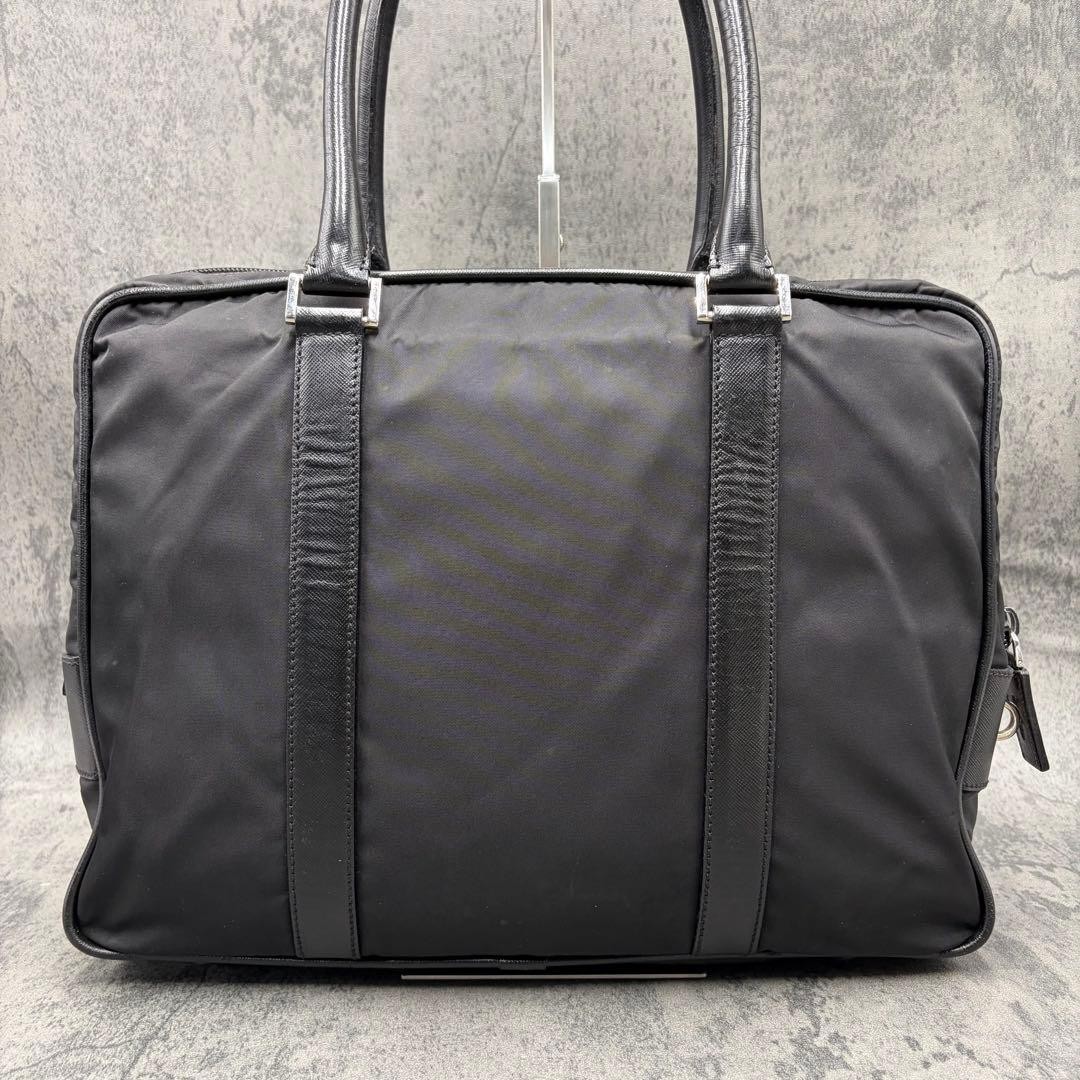 PRADA Triangle Logo Briefcase Business Hand Shoulder Bag Leather Auth R02128 thumbnail 4