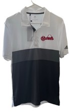 Adidas Polo Shirt Mens L White / Gray Performance UPF 50 Golf Stretch WOT