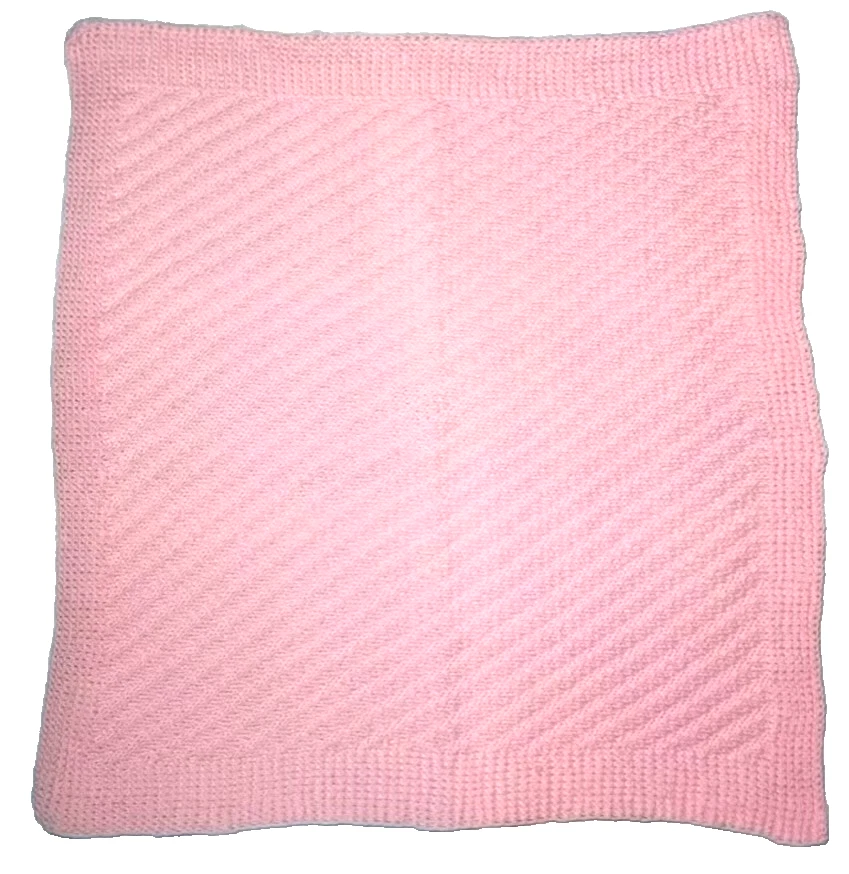 New Knitted Baby Girl Pink Afghan Blanket Hat & Headband for Mom! Handmade Set - Image 4 of 4