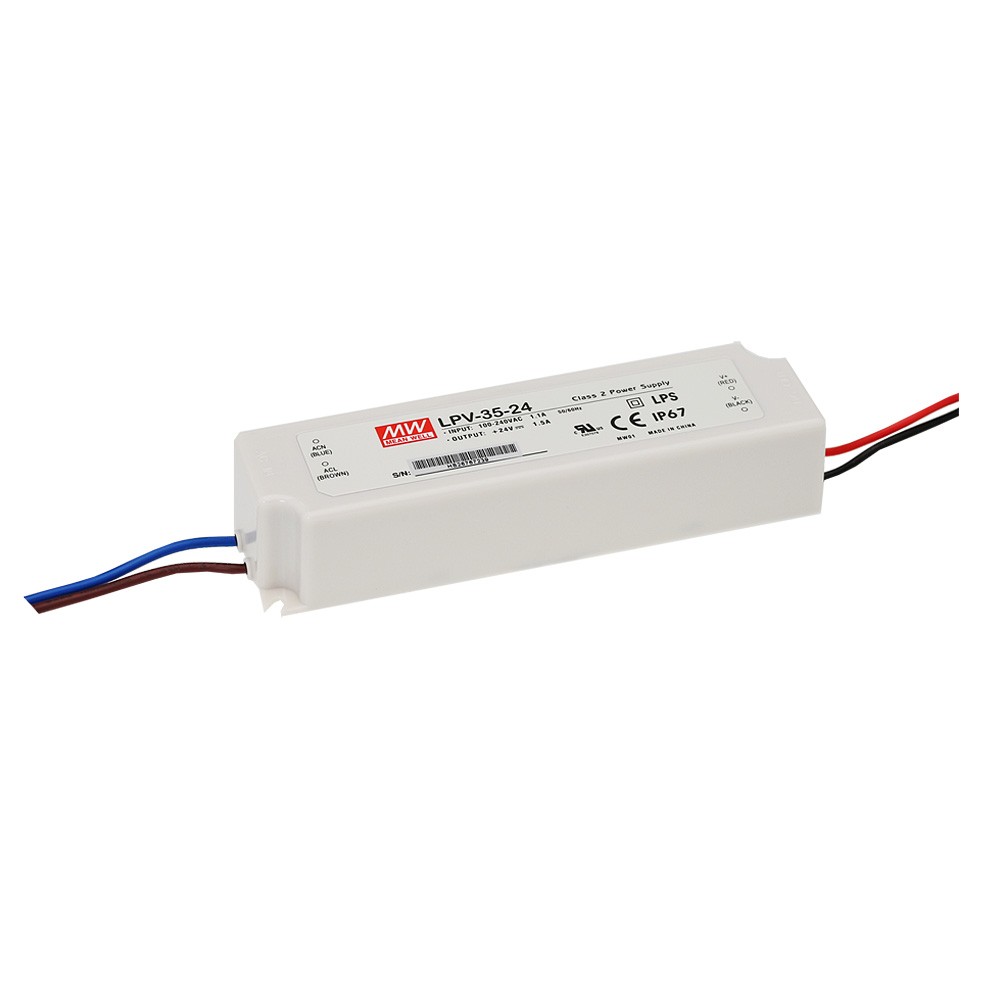 LPV LED POWER SUPPLY 35W 3.0A 90-264V AC/ 12V DC IP67 LPV-35-12