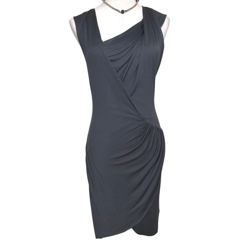 Helmut Lang, Helmut Lang Silk Jersey Ruched Dress XS Asymmetrical Draped Cocktail Avant Garde