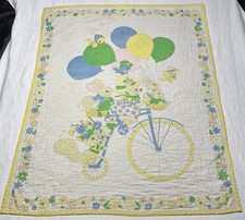 Vintage Homemade Infant Baby Crib Nursery Quilt Blanket Woodland Animals 40x32  