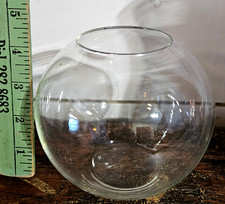 Vtg. Glass Fish Bowl Vase Terrarium Clear Round 5.25 in wide 4.25 in tall