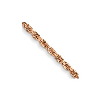 14K massives Rotgold 18 Zoll 1 mm diamantgeschliffenes künstliches Seil Karabinerverschluss Kette