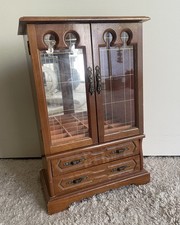 Joyero vintage de madera de 2 puertas armario estilo armario con cajones organizadores de espejo
