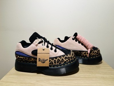 Dr. Martens Buzz 5-Eye leopard hair suede platform shoes powder pink NWOB sz 7