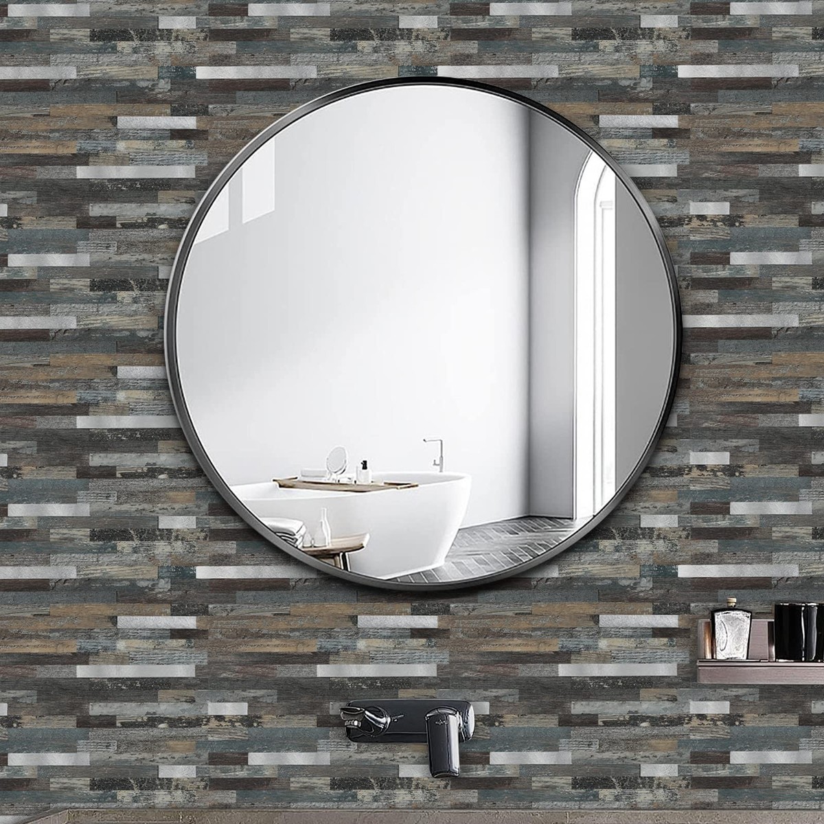 Midcard 10 Fogli Di Piastrelle Adesive In PVC Per Pareti - Effetto Metallico Misto Per Backsplash Cucina E Bagno - Dimensioni 29,2x30 Cm, Copertura 9 M²