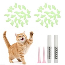 Cat Nail Caps, Cat Claw Covers with Adhesive Glue (40 Pcs, XS, Luminous)