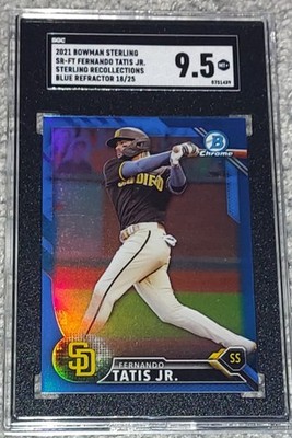 2021 BOWMAN CHROME STERLING RECOLLECTIONS FERNANDO TATIS JR BLUE REFRACTOR /25 $