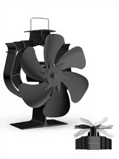 Oscillating Wood Stove Fan - Heat Powered 6 Blade Auto-Spin & 60° Rotation