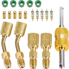 R410A Adapter for Mini Split System, 5/16 Female to 1/4 Male Flare Valve Core Re