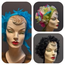 VINTAGE Rare And Kitschy 1960s Sheer Nylon Petal Hair Scarves LOT of 3