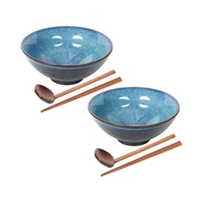 Ceramic Japanese Style Ramen Bowl Set with Chopsticks,8 inch 40 oz ... Fast Ship