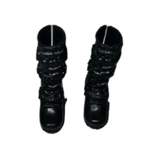 Barbie Doll Buckle Boots Calf Length Black Fits Flat Feet & MTM Barbie Original 