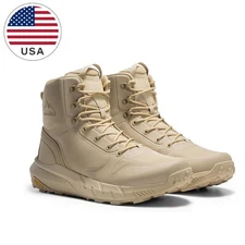 Men's Military Tactical Boots Lightweight Side Zipper Motorcycle Boots Sand