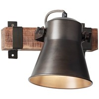 Brilliant Plow Wandspot Strahler Leuchte Vintage Rustikal Holz Dimmbar E27 Stahl