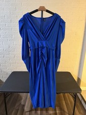 SHEIN Shoulder Puff Long Sleeve Midi Dress Blue  Size 12