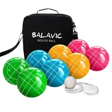 Bocce Ball Set 100mm Resin Pallino Carry Bag Measuring Tape BALAVIC
