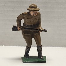 Antique WWI Cast Grey Iron Metal Doughboy Toy Soldier