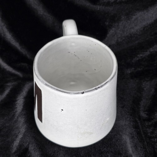 Crate & Barrel Monogram M Mug Artisan Stoneware Portugal Gray Black 14 oz RARE - Picture 2 of 5