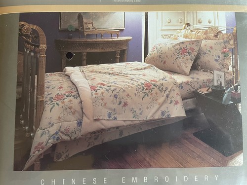 Martex King Flat Sheet 180 Thread Count Cotton Blend ‘Chinese Embroidery’ NIP - Picture 4 of 5