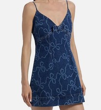 LoveShackFancy Women's Solina Ribbon Denim Minidress Size 0