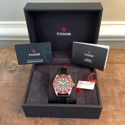 TUDOR Black Bay 41 Red Bezel M7941A1A0RU Full Set Pre-Owned Box Papers Tag