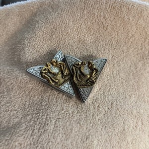 Vintage Silver Collar Tips Square Dancers in brass color