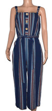 As U Wish Junior's/ Women Button Front Linen Jumpsuit Size XL