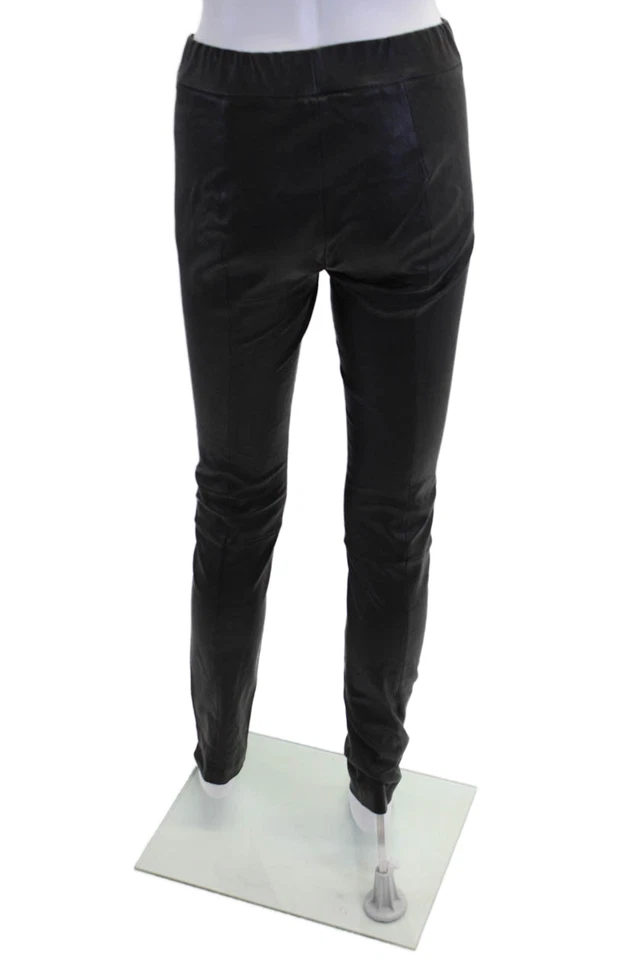 Leggings The Row para mujer de cuero cintura elástica tiro alto negros lisos talla M Foto 3 de 4