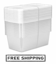 Sterilite 6 Qt Clear Storage Bin, Snap-on White Lid, 10-Pack, Stackable Plastic
