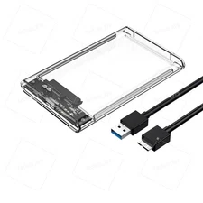 2.5" USB3.0 Enclosure for SATA HDD SSD Hard Drive Transparent Case Plug and Play
