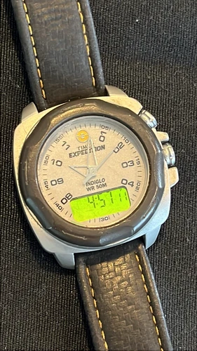 Vintage Timex Expedition i Control Watch Men Black Silver Tone 1998 Very Nice!