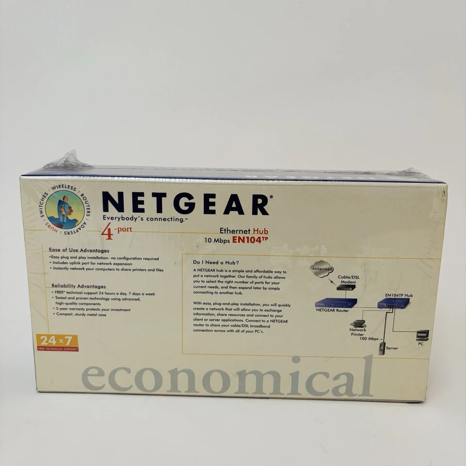 Netgear EN104TP 4 Port Ethernet Hub 10Mbps Network Router Brand New Sealed - Image 4 of 4
