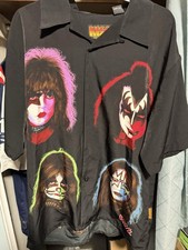 Vtg 2001 KISS Shirt Men LARGE Stanley Simmons Ace Peter Solo Faces