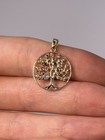 18K Yellow Gold Tree of Life Pendant Multicolor Gemstone Circle Charm — photo 1