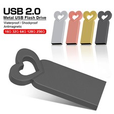 Metal Heart USB Flash Drive High Speed Waterproof Pen Drive 16GB 32GB 64GB 128GB