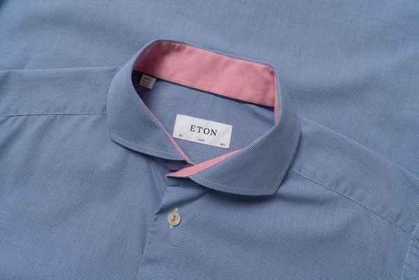 Men Eton Shirt Navy Cotton 42