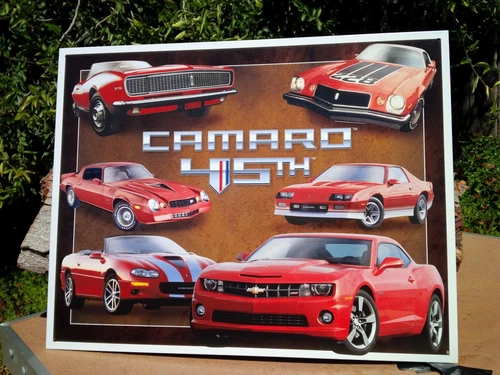 Vintage Chevy Camaro Tin Metal Sign Classic 45th Anniversary Shop Garage  Racing