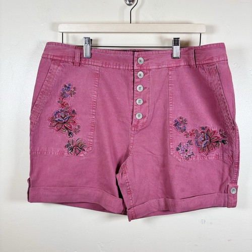 Sundance Shorts Sz 12 Pink Wildflowers Embroidered Button Fly Boho Summer NWT