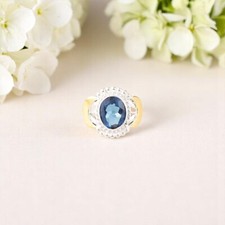 London Blue Topaz Gemstone 925 Sterling Silver Handmade Jewelry Ring For Women