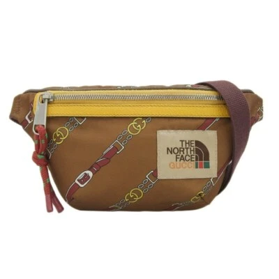 GUCCI X THE NORTH FACE Sac Banane Ceinture Petit Nylon Cuir Marron 650299 - Photo 1/4