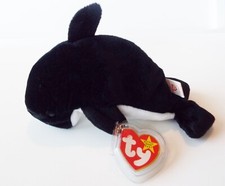 TY BEANIE BABY WAVES THE ORCA WHALE 96 PE RETIRED NO STAMP BEAN BAG PLUSH TOY