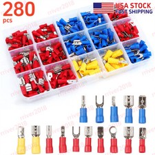 280PCS Insulated Electrical Wire Connector Assorted Crimp Spade Terminal Set Kit