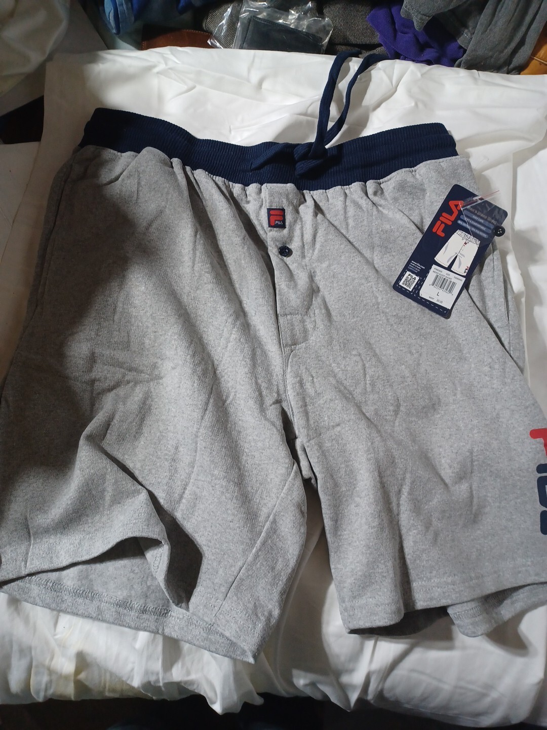 FILA pantaloncino uomo grafico lungo in pile nuovo con etichetta Large