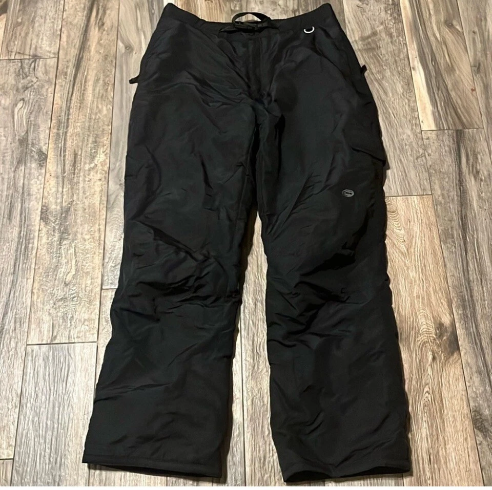 SLALOM Ski Snow Cargo Insulated Pants Men's Size XL Black Snap Button Belted Zip
